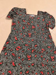 Black N Red Flower Dress