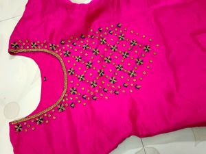 Pink Aari Work Kurta
