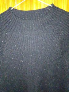 Black Full Sleeves Shimmer Sweater For Women