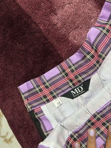 Purple Plaid Pleated Skirt