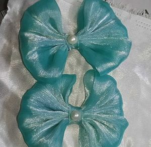Teal Hair Bows - Set of 2