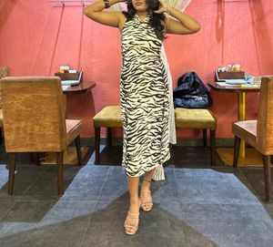H&amp;m Zebra Print Midi Dress