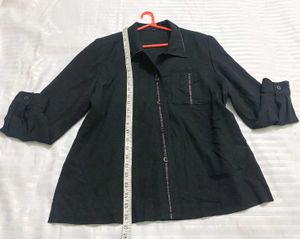 Classic Button Down Shirt With Padded Shoulder