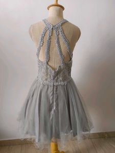 Grey Lace &amp; Tulle Party Dress