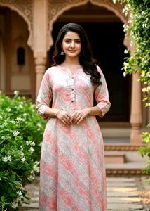 Peach Kurta With Leggings