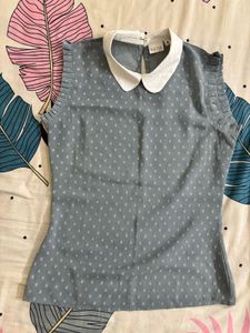 Chic Grey Polka Dot Top