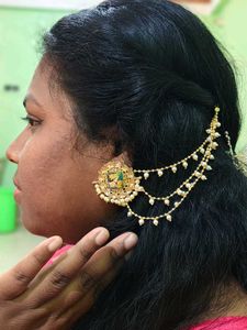Earrings with Hair Chain