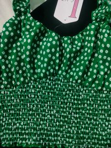 Green Floral Crop Top