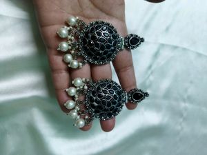 Black-silver Ethnic Earrings