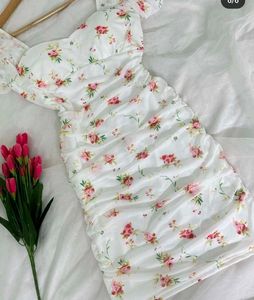 White Floral Mesh Dress