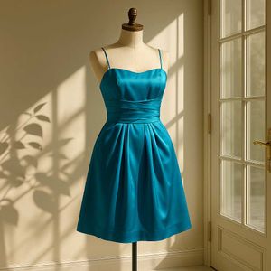 Teal Satin Cocktail Dress