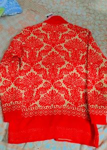 Red Patterned Cardigan