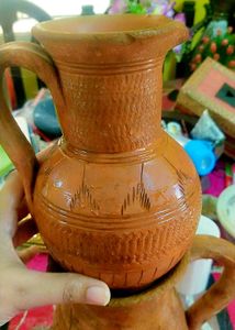 2 Combo Mitti Ke Jugs Vintage Clay Pitcher Set