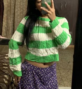 Striped Cable Knit Sweater