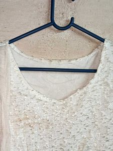 Trendy Fashion Ivory Textured Tunic Mini Dress