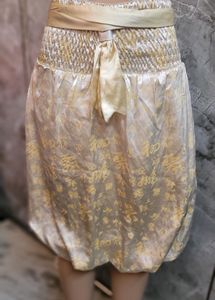 Beige Printed Skirt