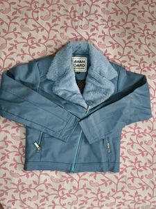 Avant Garde Blue Faux Leather Jacket