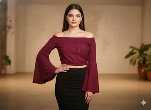 Burgundy Bardot Top
