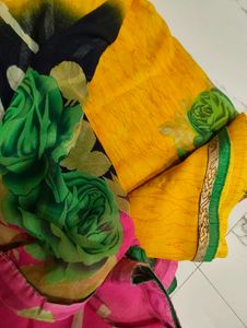 Colorful Floral Print Saree
