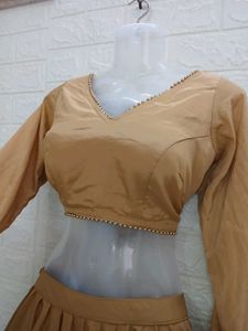 Khaki Full Sleeves Lehenga Choli
