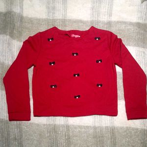 Red Bow Long Sleeve Top [C2]