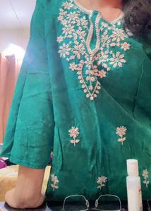 Green Embroidered Kurta
