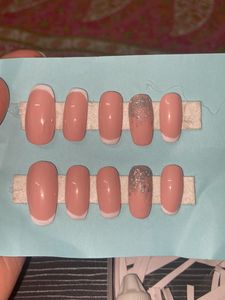 French Nude Fake Nails With Glue &amp; Buffer