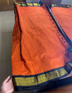 Cotton saree sungudi orange