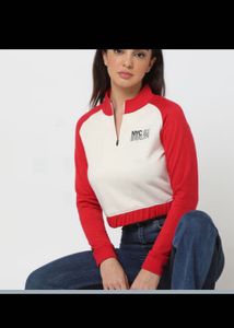 Stylish Red & White Crop Top