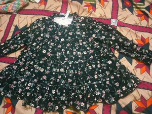 Black Colour Top With Little Flower Print