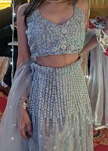 Grey Embroidered Lehenga Choli