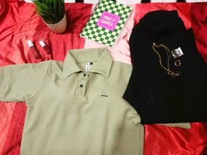 Vintage Style Ribbed Polo Shirt