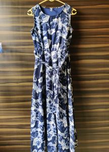 Navy Blue Printaxi Dress