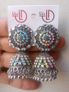 Silver Colour Stone Earrings