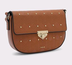 Iykyk Compact Brown Textured Crossbody Sling Bag