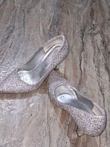 Silver Patterned Heels