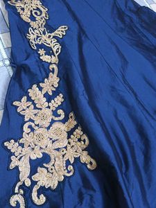 Elegant Blue Embroidered Gown