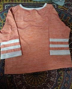 Orange Striped Sleeve T-Shirt
