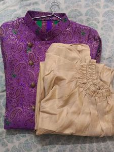 Purple Paisley Indo West Kurta &amp; Balloon Bottom