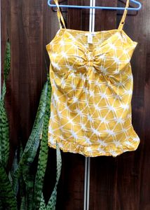 Mustard Top With Beautiful Floral Embellishments