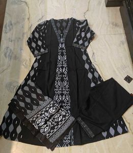 A Line Black Suit With Pant N Dupatta