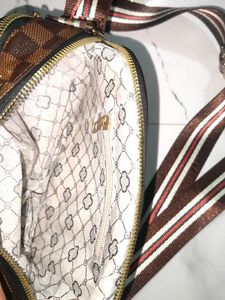 Brown Checkered Belt Bag