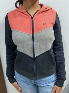 Color Block Zip-Up Hoodie