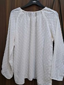 Classy White blouse Top With Self Design fabric