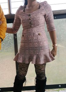 Pink Tweed Mini Dress