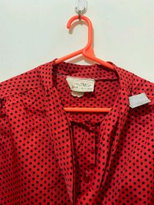 Red Polka Dot Blouse L-27 bust 38