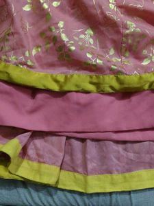 Pink &amp; Gold Ethnic skirt croptop