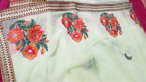 Floral Embroidered Saree With Peticot