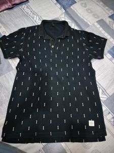 Black Printed polo T-Shirt