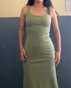 Olive Green Bodycon Midi Dress